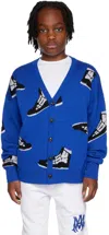 Amiri Kids Blue Skel Top Cardigan In Blue