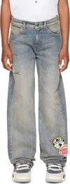 Amiri Kids Blue Station Patch Straight Jeans