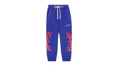 Pre-owned Amiri Kids' Bones Graphic Sweatpants In Blue/red In Multi