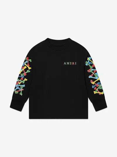 Amiri Kids Bones Scribble Long Sleeve T-shirt In Black
