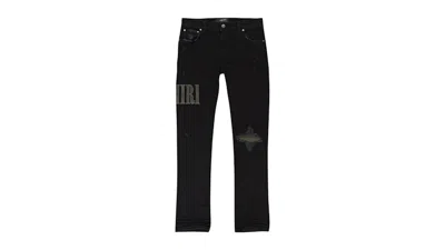 Pre-owned Amiri Kids' Camo Applique Denim Jeans In Black