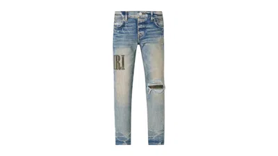 Pre-owned Amiri Kids' Camo Applique Denim Jeans In Clay Indigo In Blue