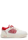 Amiri White/red Kids' Classic Logo-embellished Leather Low-top Traine In White