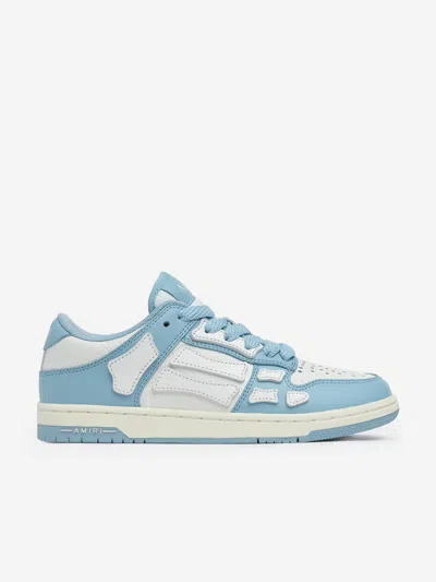 Amiri Kids Leather Skel Top Low Trainers In Blue
