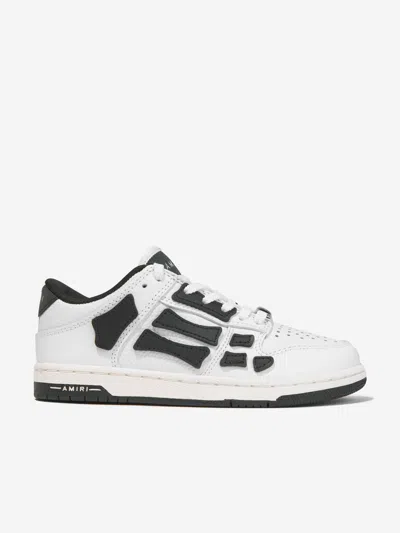 Amiri Kids Leather Skeleton Top Low Trainers In White