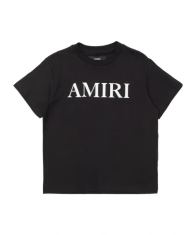 Amiri Kids Logo Printed Crewneck T-shirt In Black