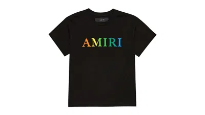 Pre-owned Amiri Kids' Rainbow Logo Tee Shirt In Black