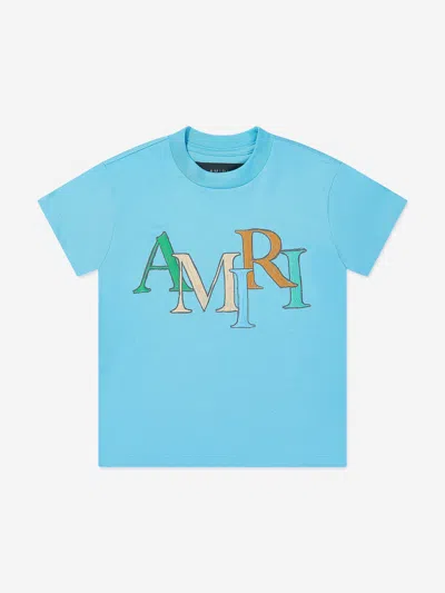 Amiri Kids Staggered Scribble Logo T-shirt In Blue