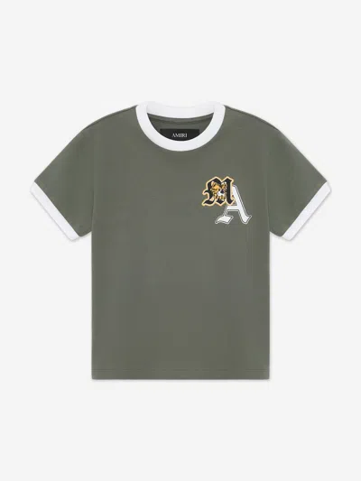 Amiri Kids Varsity Patch Ringer T-shirt In Green