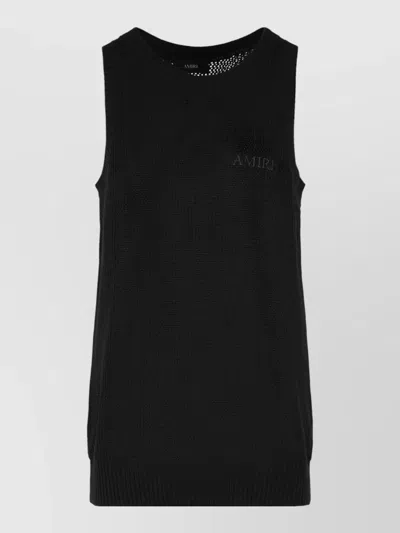Amiri Logo-embroidered Mesh-knit Tank Top In Black