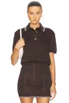 Amiri Knit Polo Top In Brown