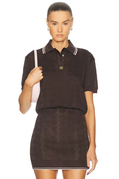 Amiri Knit Polo Top In Brown