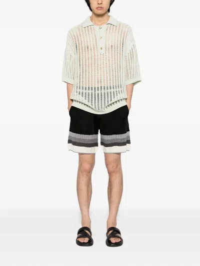 Amiri Knit Stripe Shorts In Black
