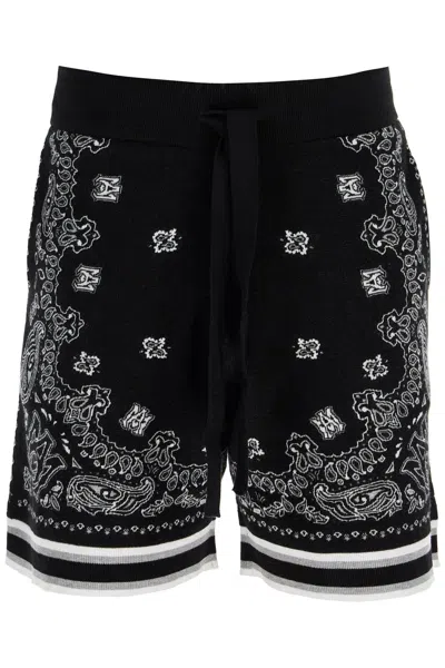 Amiri Knitted Bandana Bermuda Shorts In Black