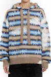 Amiri Staggered Striped Mohair And Wool-blend Hoodie In Blue