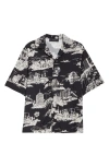 Amiri Black La Landmark Camp Shirt In Black