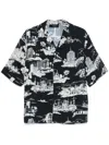 Amiri Black La Landmark Camp Shirt In Black