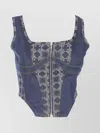 Amiri Lace Bustier Crop Top Square Neckline