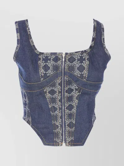 AMIRI LACE BUSTIER CROP TOP SQUARE NECKLINE