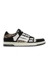 Amiri Leopard Print Goat Leather Sneakers With Perforated Detail In Black