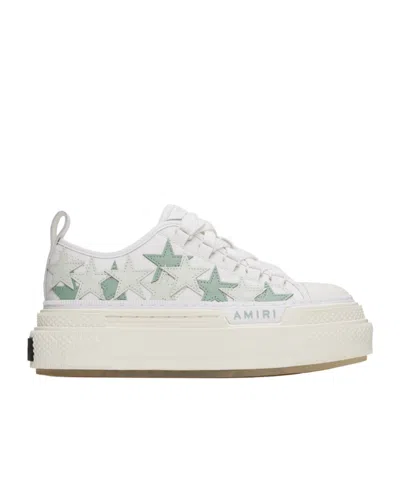 Amiri White & Green Platform Stars Court Low Sneakers In Frosty Green