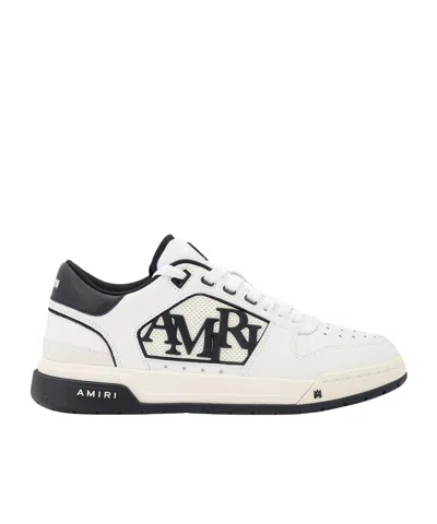 Amiri White Low Top Sneakers With Logo Patch On The Side And Contrasting Heel With Logo Lettering In Leath In Multi