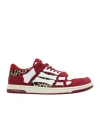 Amiri Burgundy Leopard Skel-top Sneakers In White
