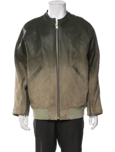 Pre-owned Amiri Lamb Leather Bomber Jacket In Green