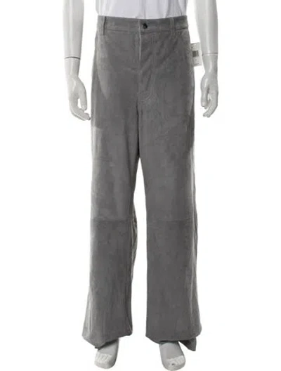 Pre-owned Amiri Lamb Leather Chinos In Gray