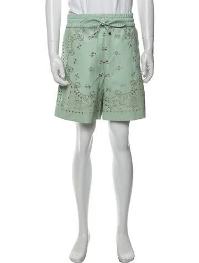 Pre-owned Amiri Lamb Leather Jogger Shorts In Green