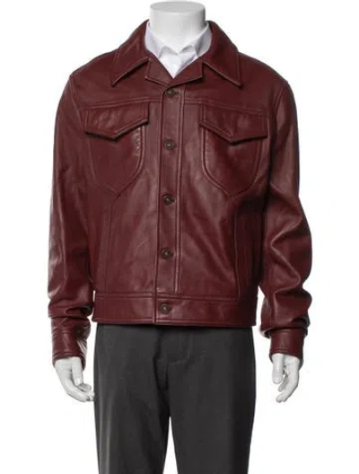 Pre-owned Amiri Lamb Leather Moto Jacket W/ Tags In Red