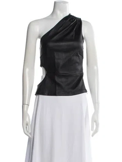 Pre-owned Amiri Lamb Leather One-shoulder Top W/ Tags In Black