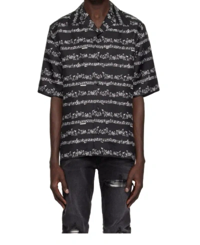 Amiri Lapel Short-sleeved Shirt In Black