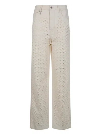 Amiri Straight Denim Trousers Wide Leg Design In Neutral