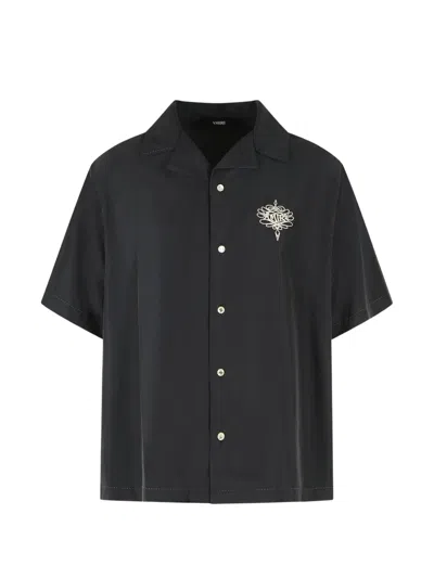 Amiri Lasso Embroidered Silk Shirt In Black