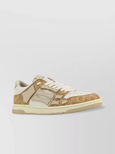 Amiri Leather And Fabric Skel Sneakers With Contrast Panels In Brown