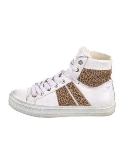 Pre-owned Amiri Leather Animal Print Athletic Sneakers In White