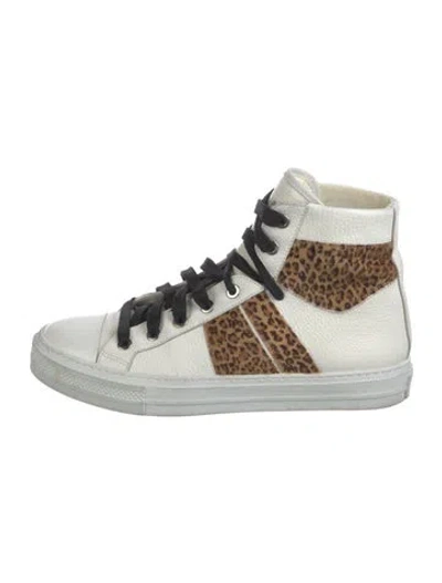Pre-owned Amiri Leather Animal Print Sneakers In White