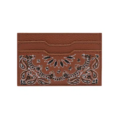 Pre-owned Amiri Leather Bandana Cardholder 'brown' | Men's Size Onesize