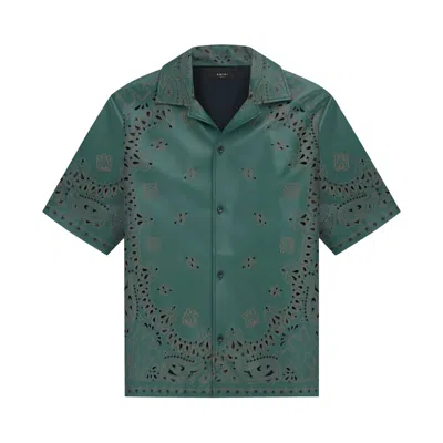 Pre-owned Amiri Leather Bandana Short-sleeve Shirt 'rain Forest' | Green | Men's Size 48