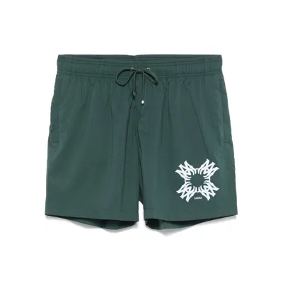 Amiri Green Ma Quad Swim Shorts In Evergreen