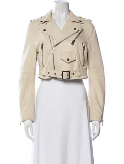 Pre-owned Amiri Leather Biker Jacket In Neutral