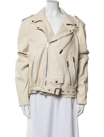 Pre-owned Amiri Leather Biker Jacket In Neutrals
