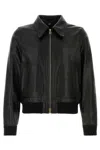 Amiri Leather Jacket Front Pockets Cuffs Hem Ribbed In Black
