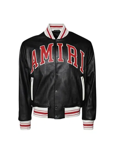 AMIRI AMIRI LEATHER BOMBER JACKET BLACK