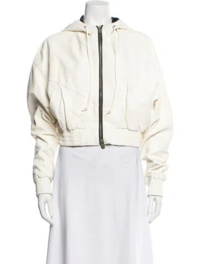 Pre-owned Amiri Leather Bomber Jacket In White