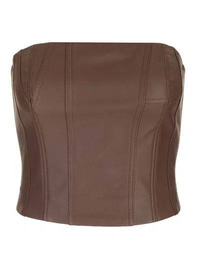 Amiri Leather Bustier Tops Brown