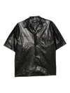 Amiri Short Sleeve Leather Jacket With Chest Pocket In Black
