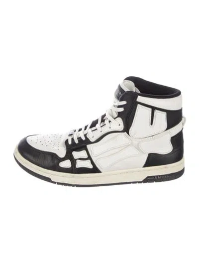 Pre-owned Amiri Leather Colorblock Pattern Sneakers In Black