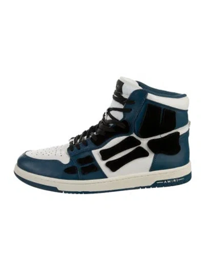 Pre-owned Amiri Leather Colorblock Pattern Sneakers In Blue